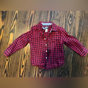 OshKosh Red and Black Plaid Button-up Shirt, size 3T